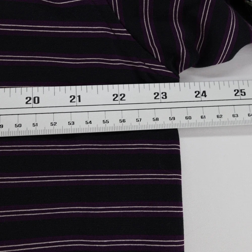 St Andrews of Scotland Mens Large Polo Shirt Purple Black Striped Short‎ Sleeve